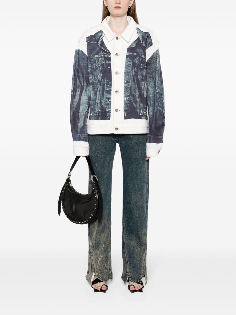 trompe l'oeil-print cotton jacket - 6
