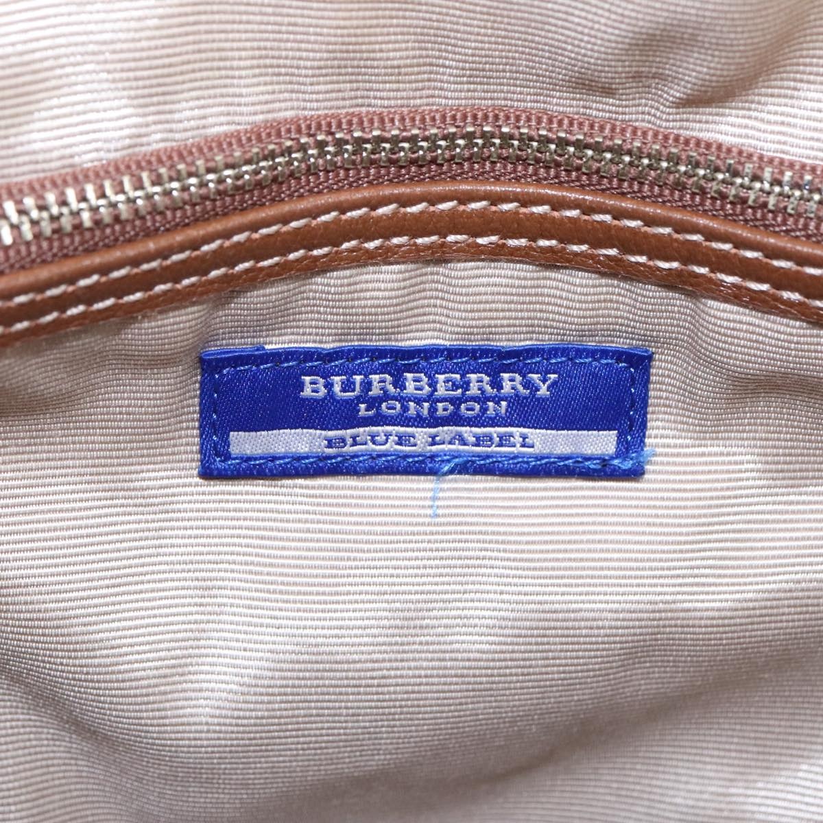 Burberry Nova Check Hand Bag Canvas Light Blue Brown - 14