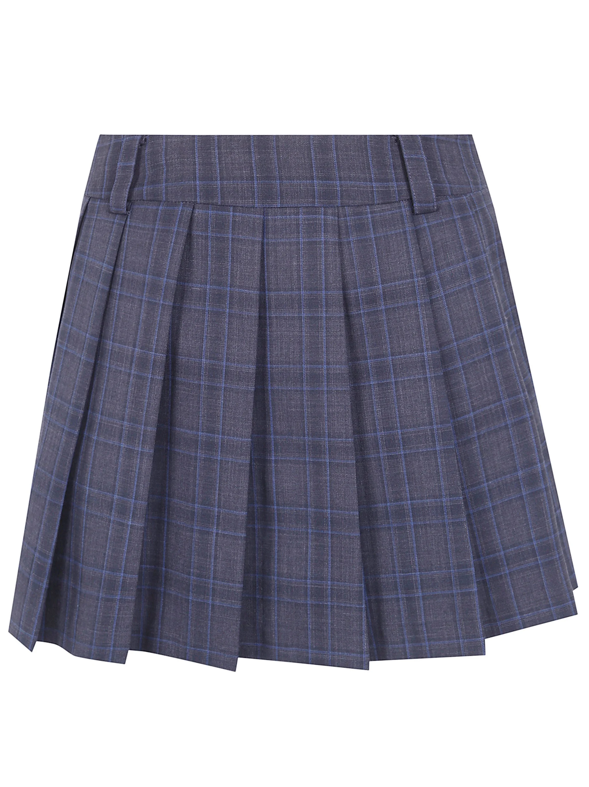 Pleated Mini Skirt "Pleats Mini Checked Skirt" - 1