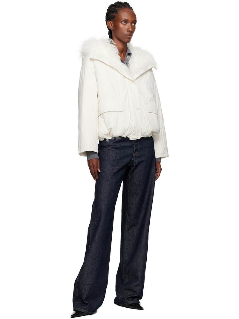 Yves Salomon Off-White Cropped Shearling & Down Jacket outlook