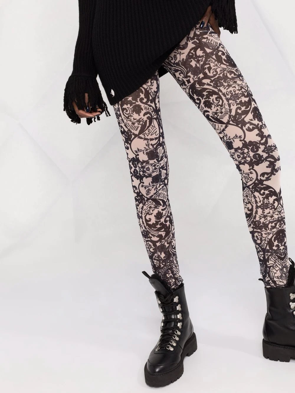 New Baroque  printed tulle leggings - 5