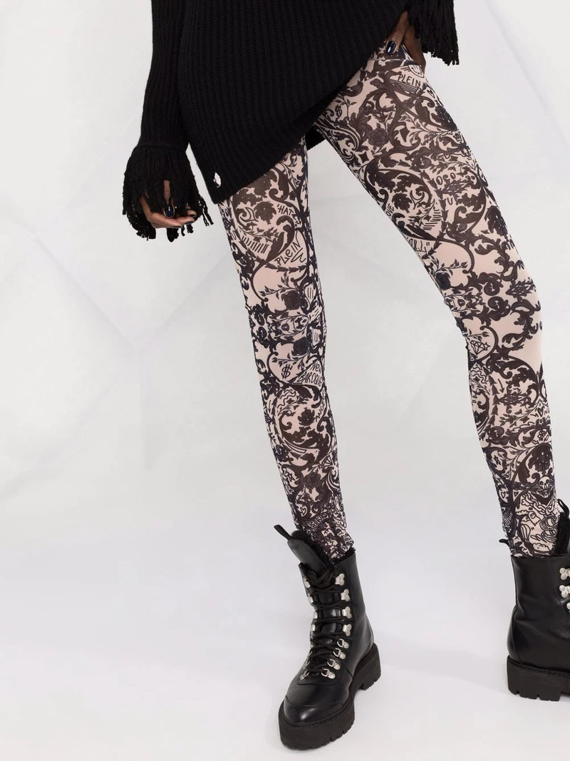 New Baroque printed tulle leggings 5