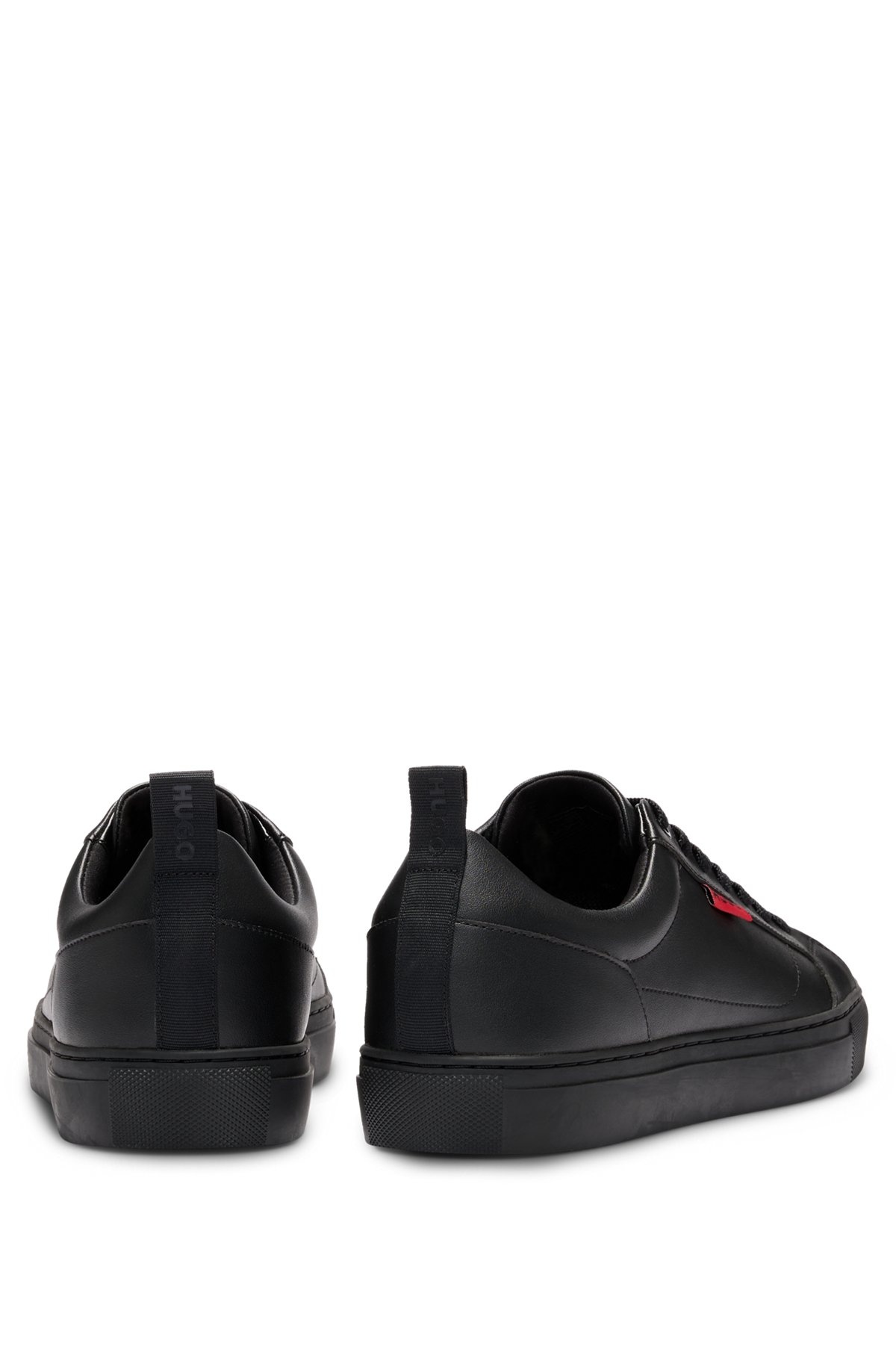 FAUX-LEATHER TRAINERS WITH RED LOGO FLAG - 5
