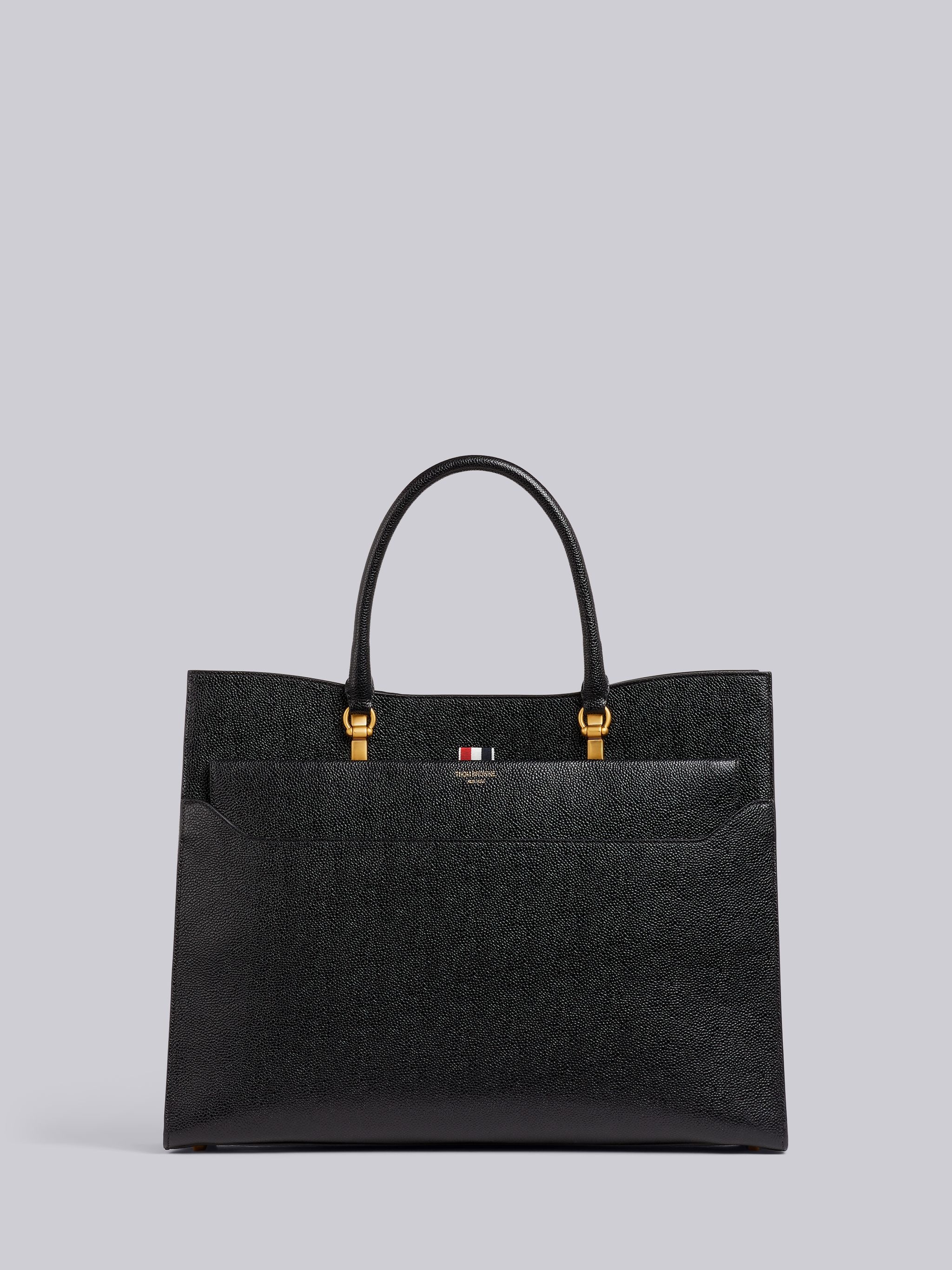 Black Pebbled Calfskin Large Duet Tote - 1