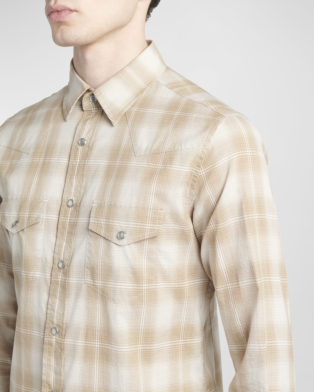 Men's Degrade Check Western Button-Down Shirt - 7