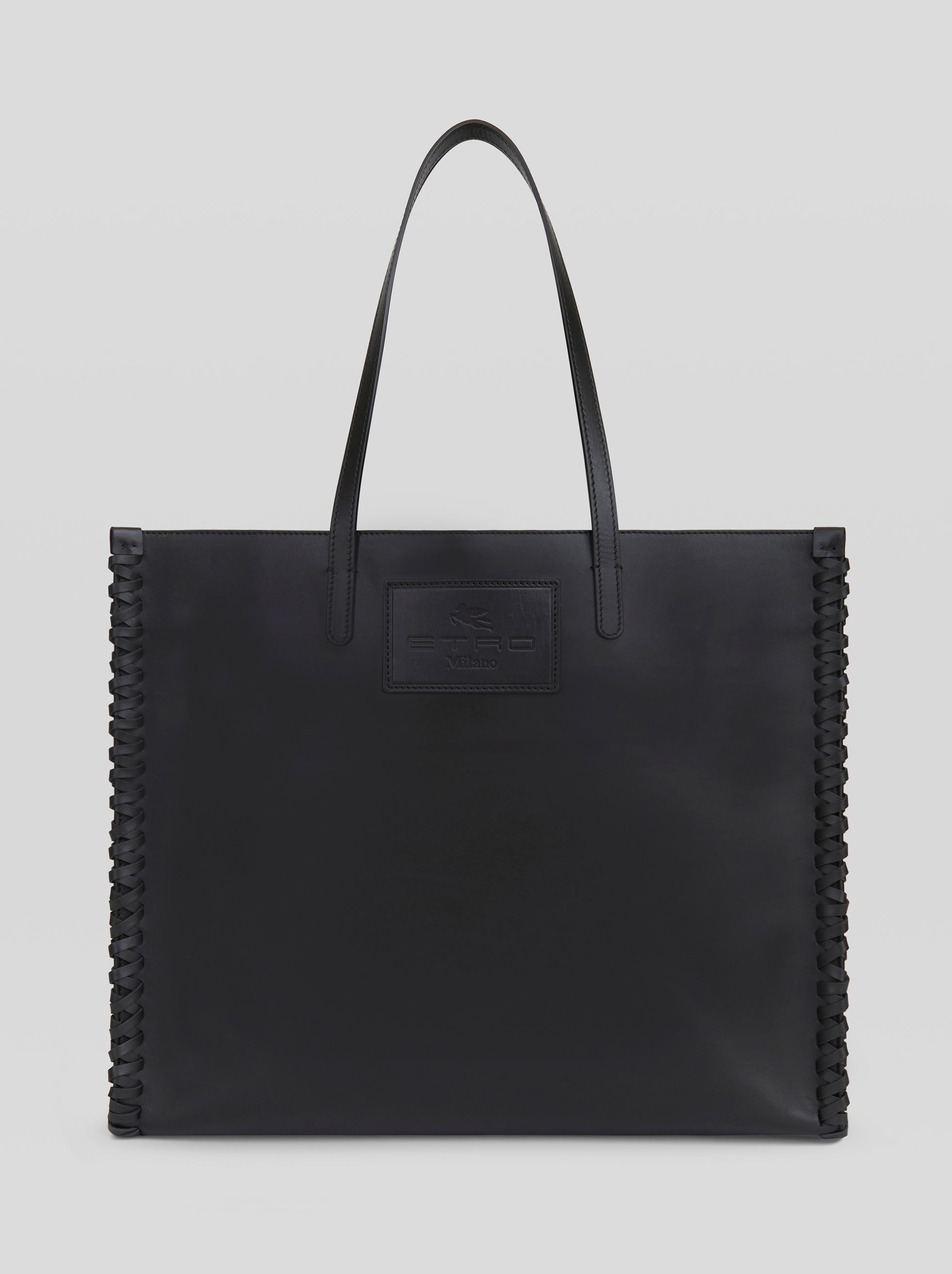 LEATHER SHOPPING BAG WITH WEAVING - 1
