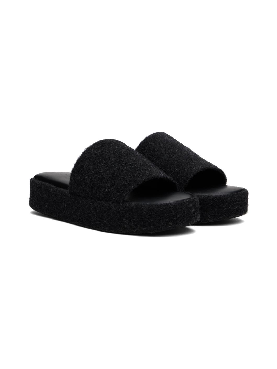 Black Brushed Platform Sandals - 4