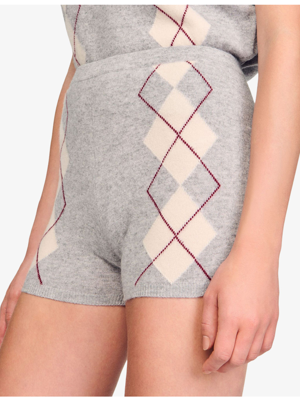 Argyle-Print High-Rise Wool And Cashmere-Blend Shorts - 3