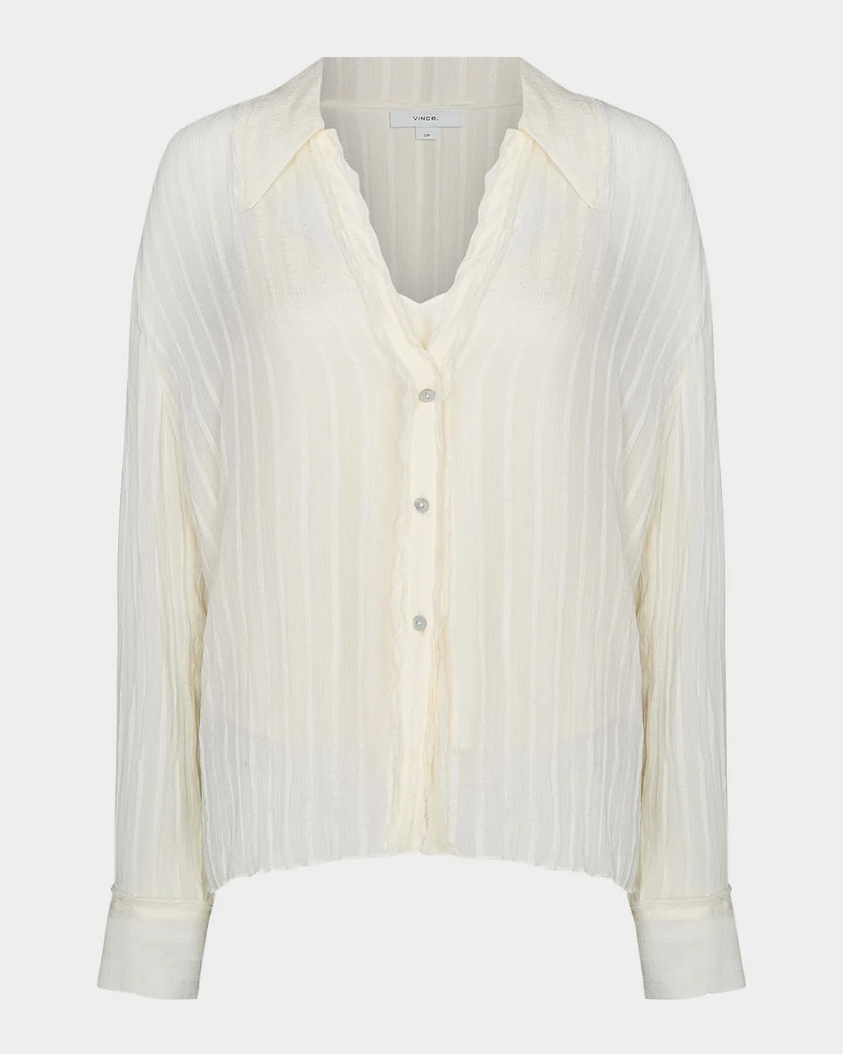 Crushed Stripe Long-Sleeve Blouse - 1