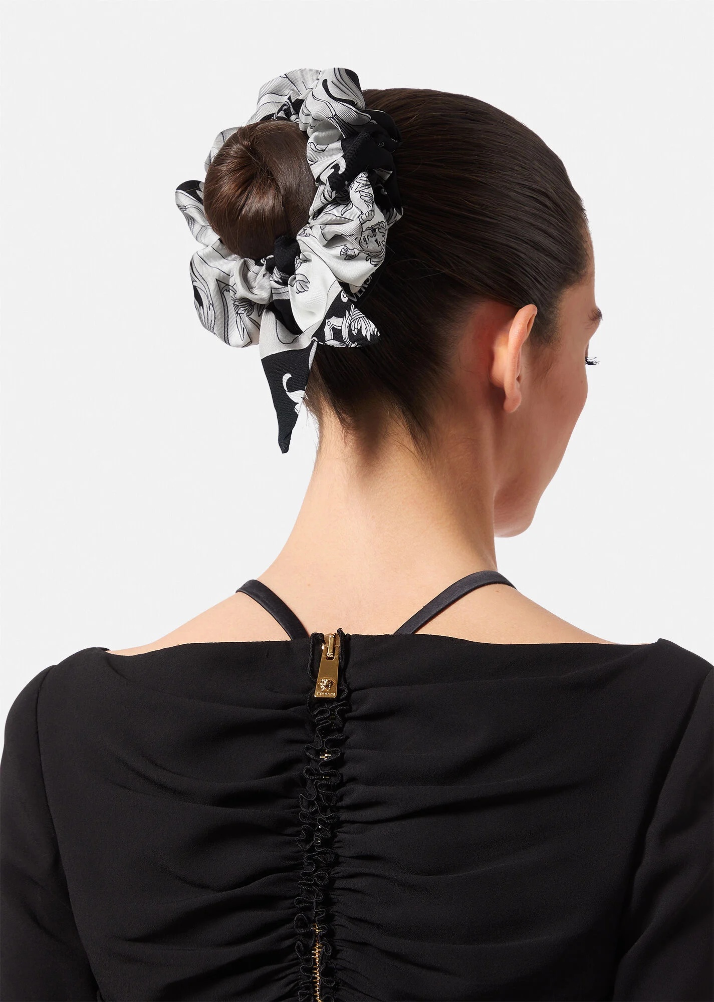 Sliver Baroque Silk Scrunchie - 3