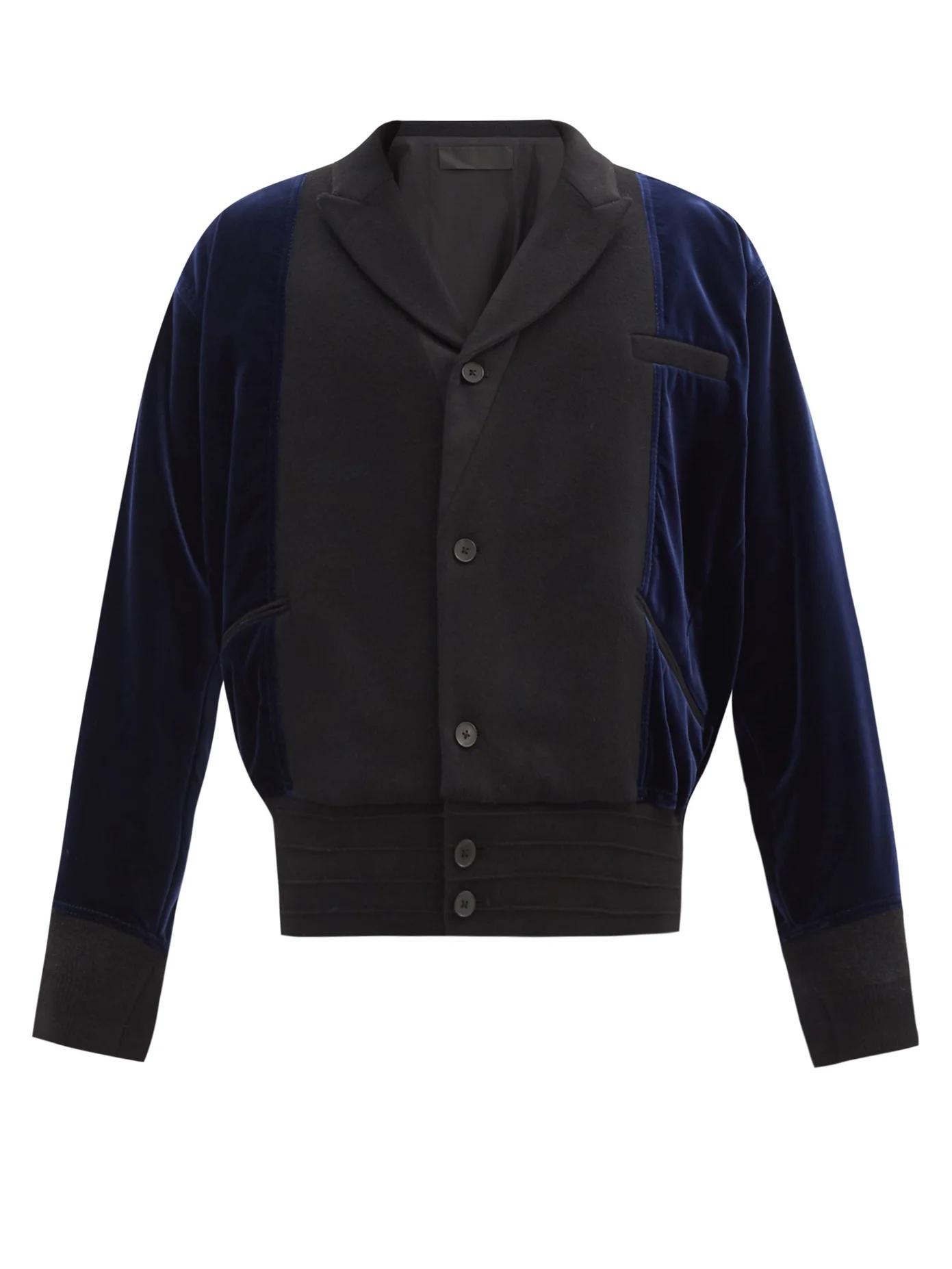 Peak-lapel velvet bomber jacket - 1