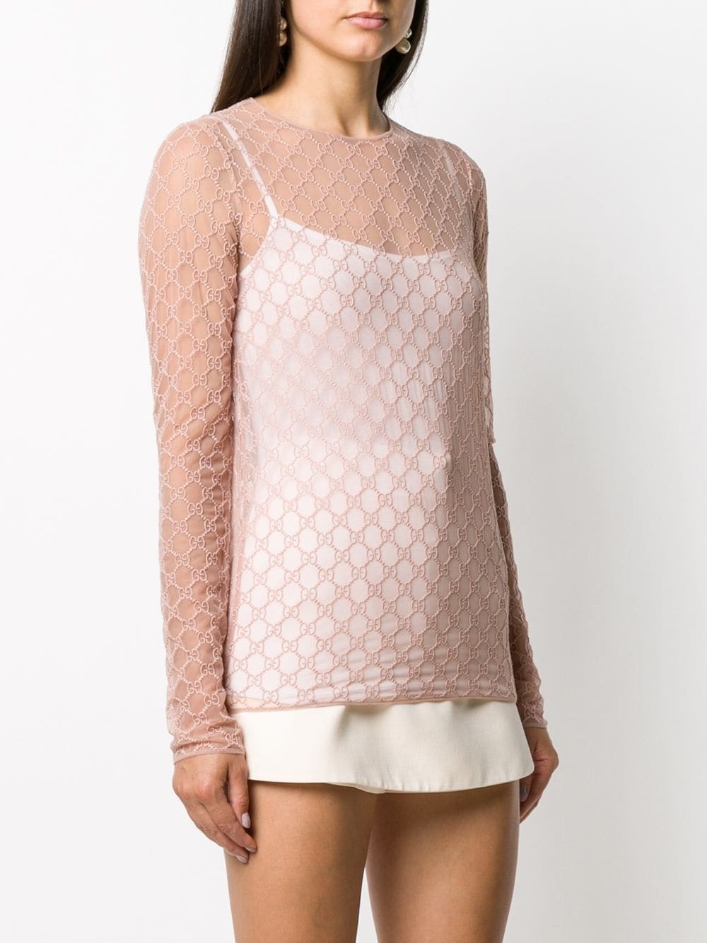 GG-embroidered sheer top - 3