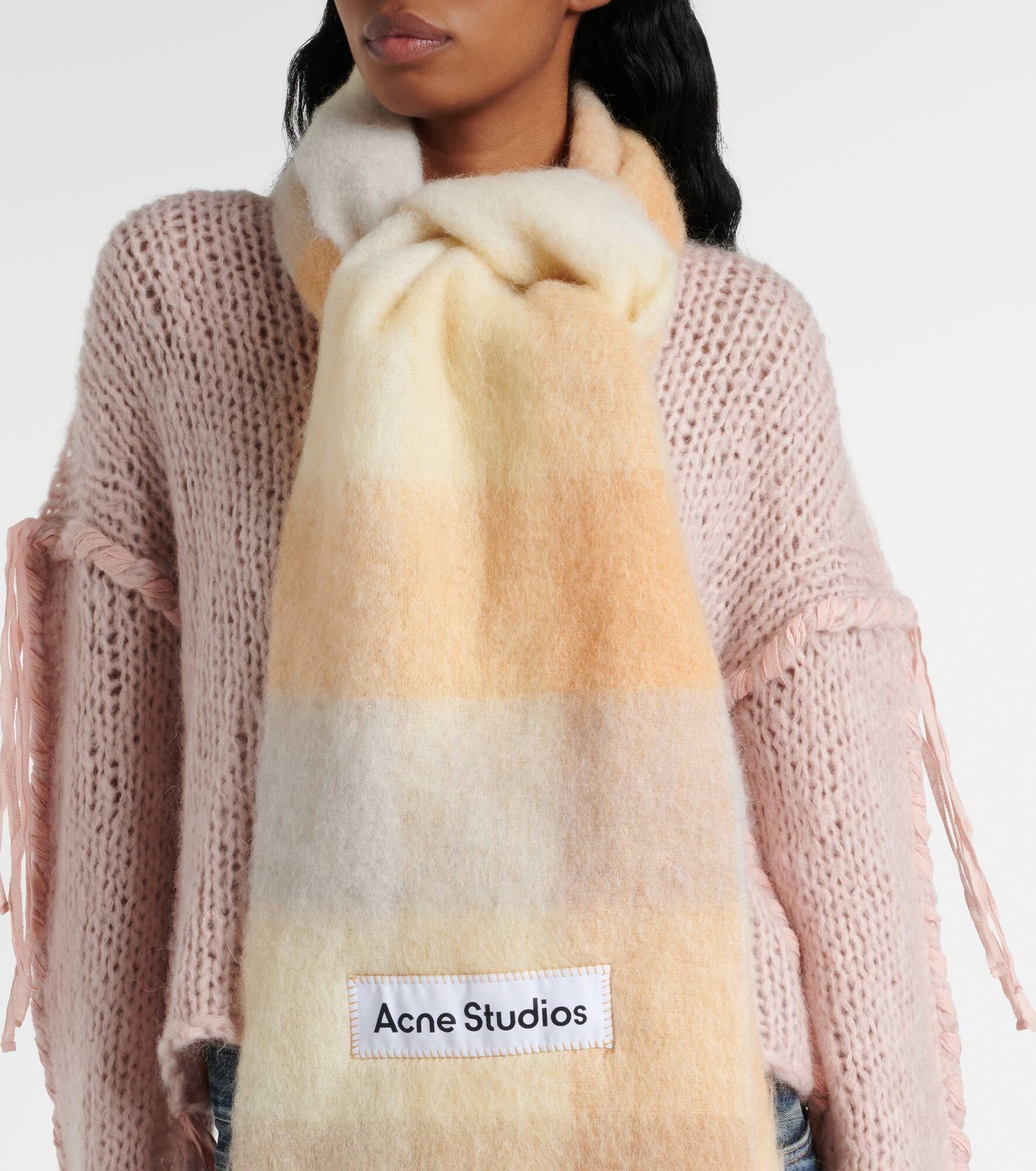 Checked alpaca, wool, and mohair-blend scarf - 3