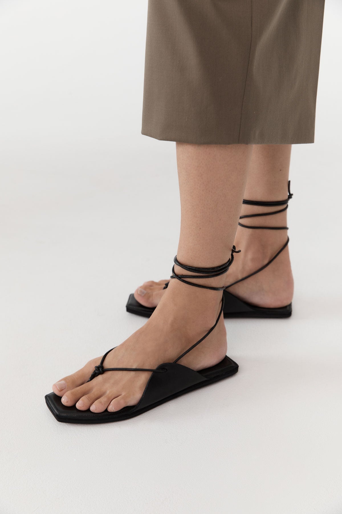 Tie Up Sandal - Black - 1