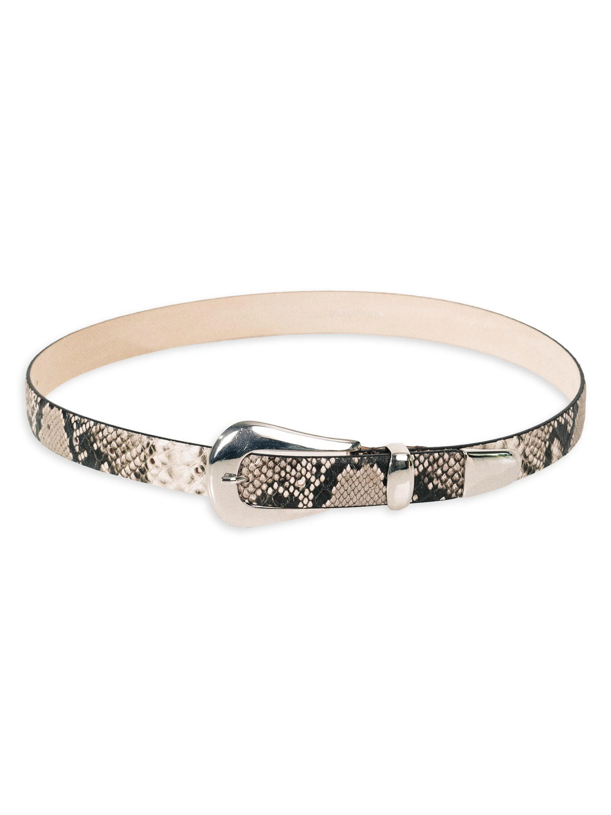 Women's Colette Snake-Embossed Leather Belt - Ivory Brown Snake - 1