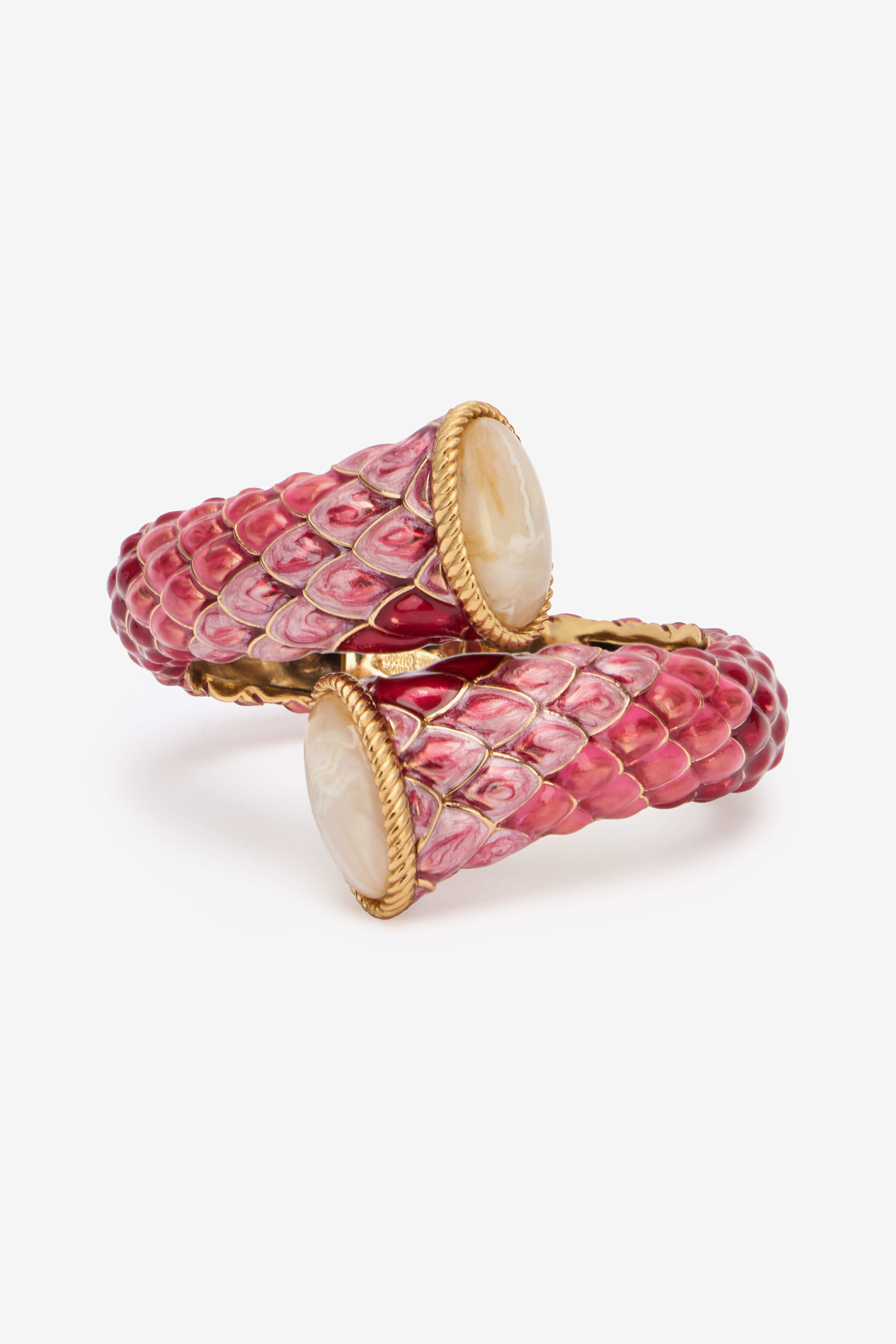 Pink Enameled Scales Wrap Bracelet - 1