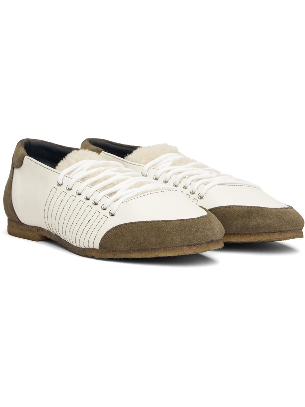 White & Brown Lace Trainer Sneakers - 4