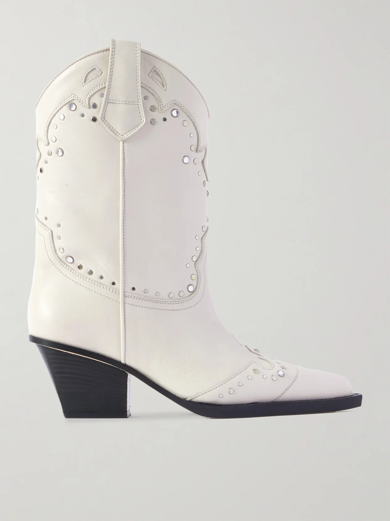 Janice Embellished Leather Cowboy Boots - 1