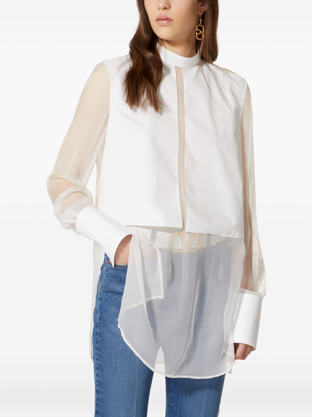 panelled silk shirt - 3