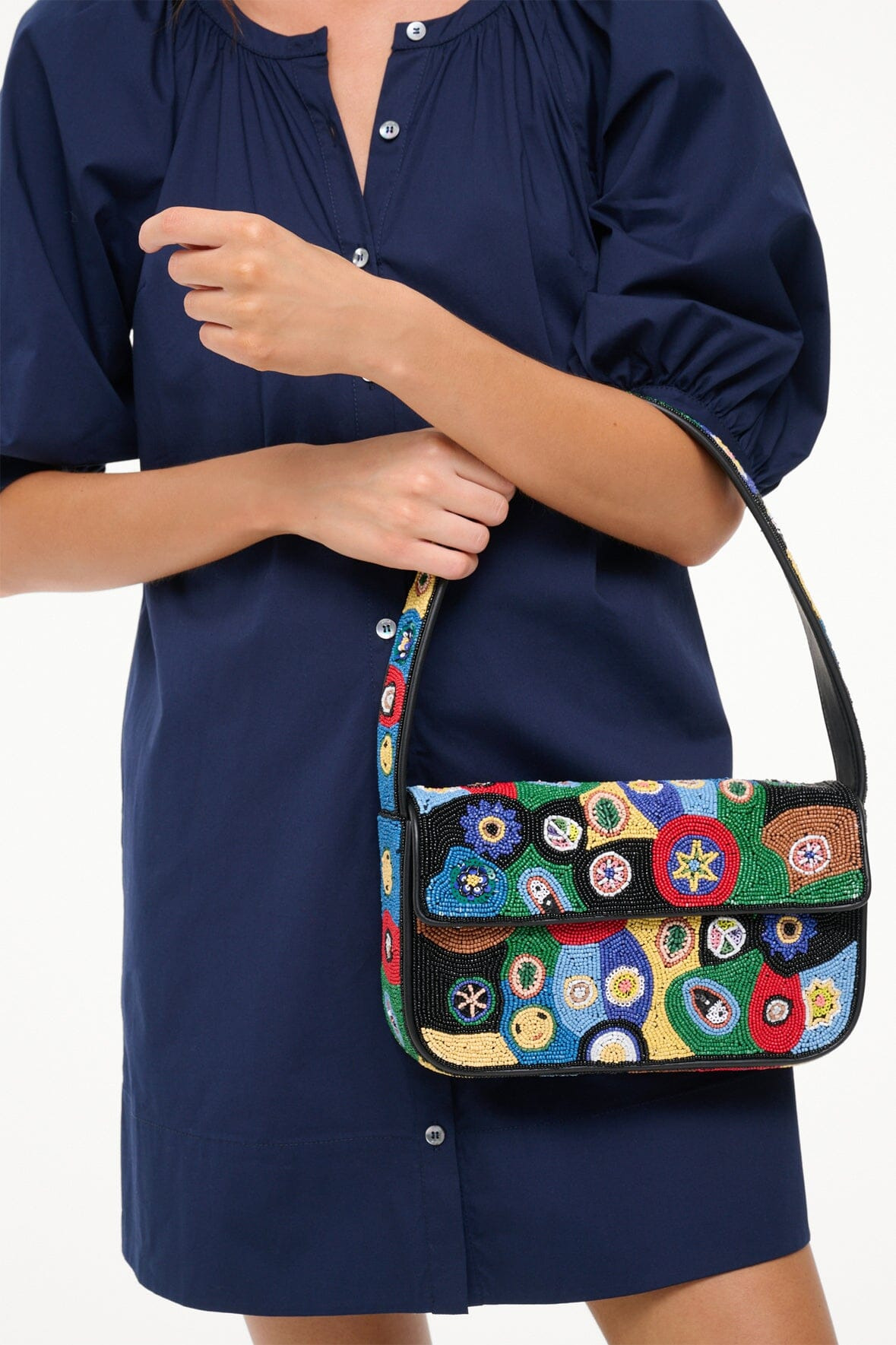 STAUD TOMMY BEADED BAG | BLACK MILLEFIORI - 4