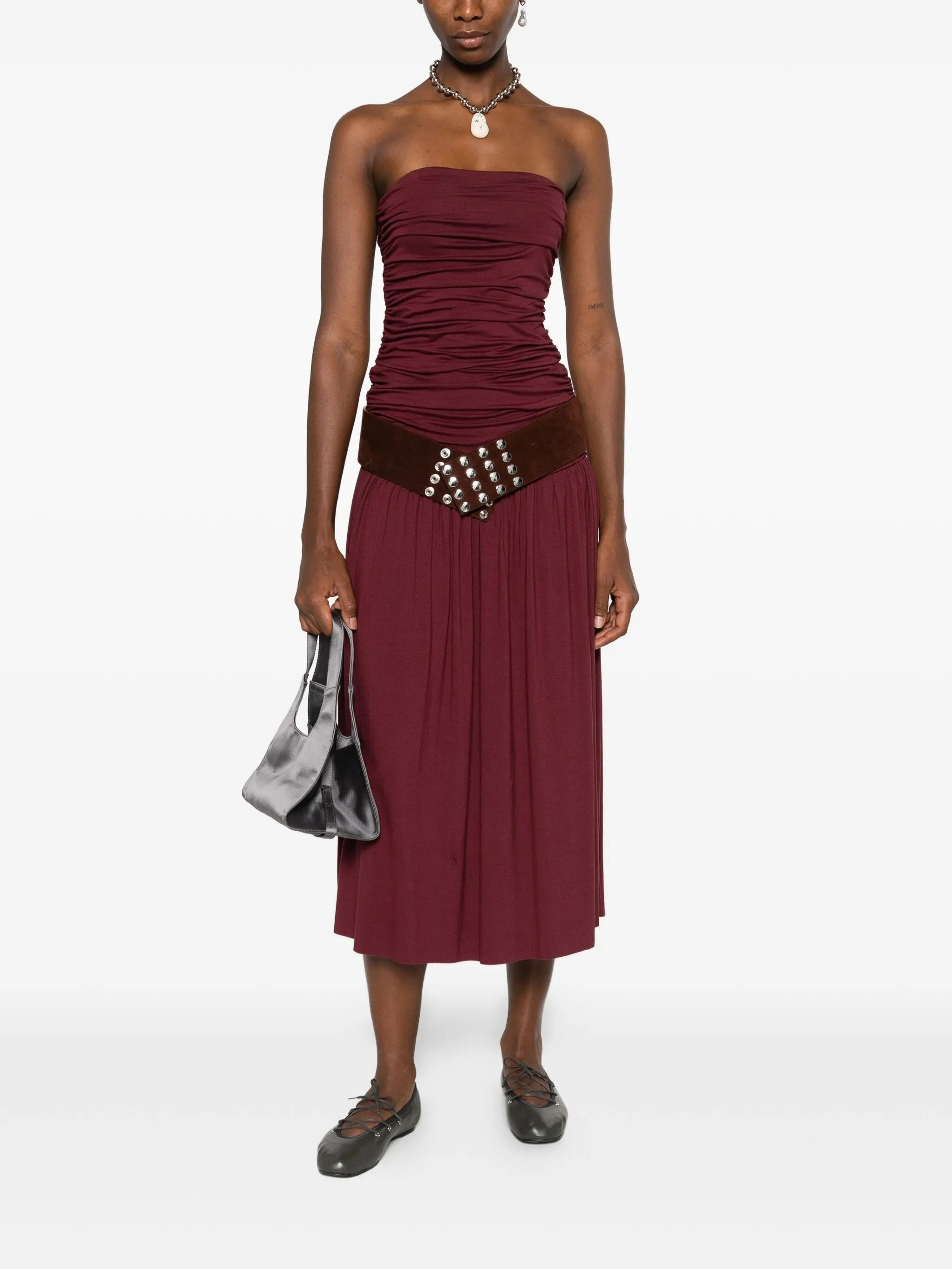 Gimaguas Fortuna Strapless Gathered Midi Dress - 4