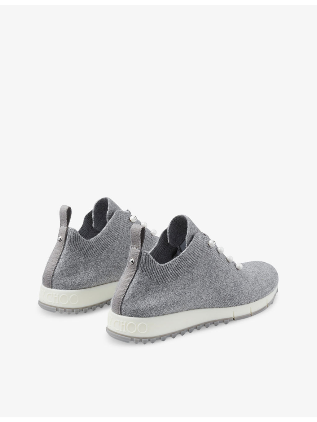 Veles faux pearl-embellished low-top knitted trainers - 4