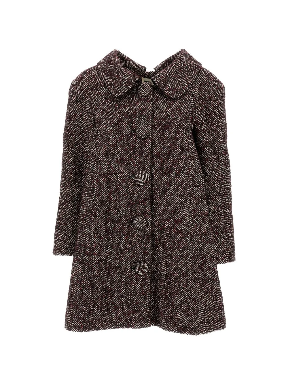 herringbone-pattern buttoned coat - 1