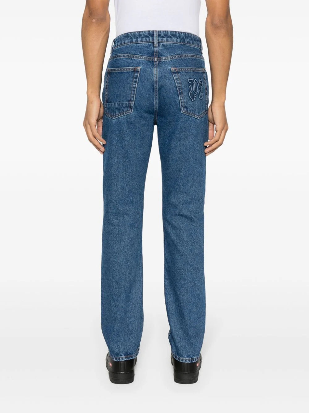 MONOGRAM-EMBROIDERED STRAIGHT-LEG JEANS - 4