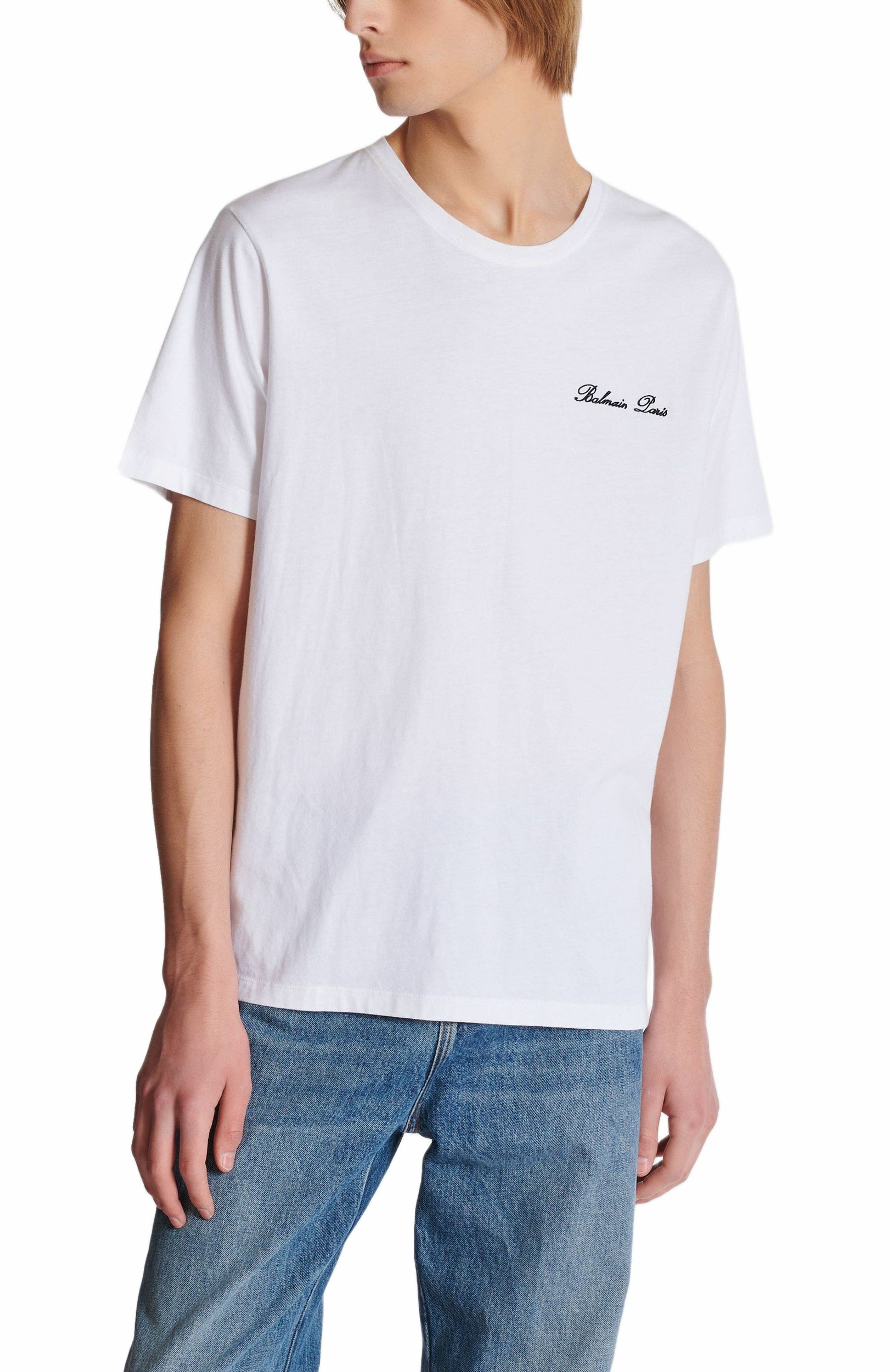 Embroidered Balmain Signature T-shirt in White at Nordstrom - 6