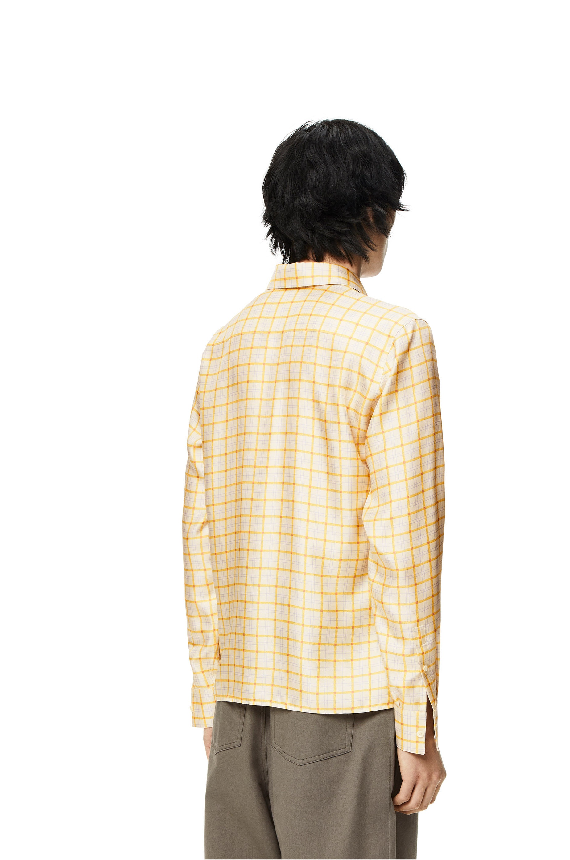 Anagram stamp check shirt in silk and cotton - 4