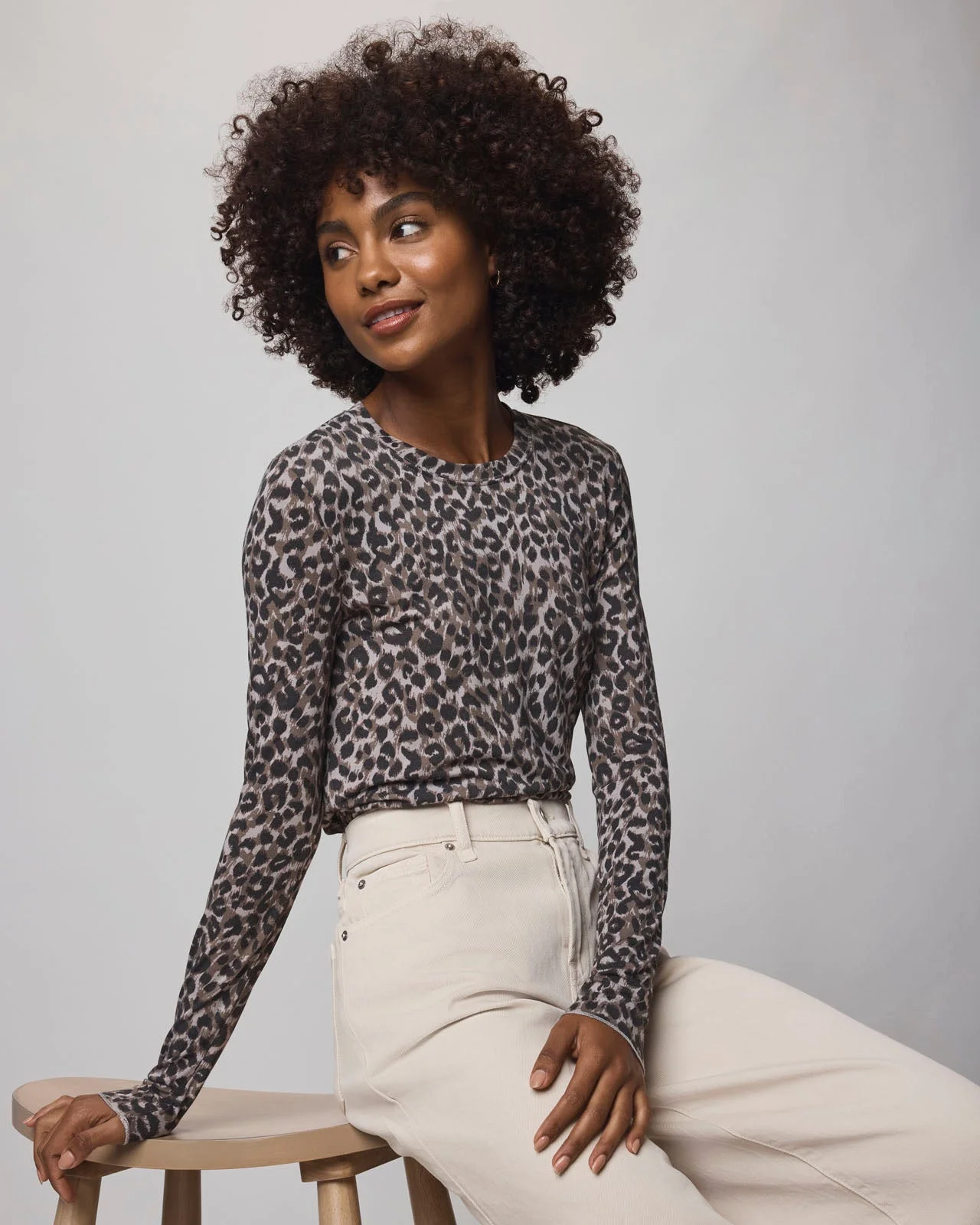 Leopard Bamboo Blend Long Sleeve Tee - 1