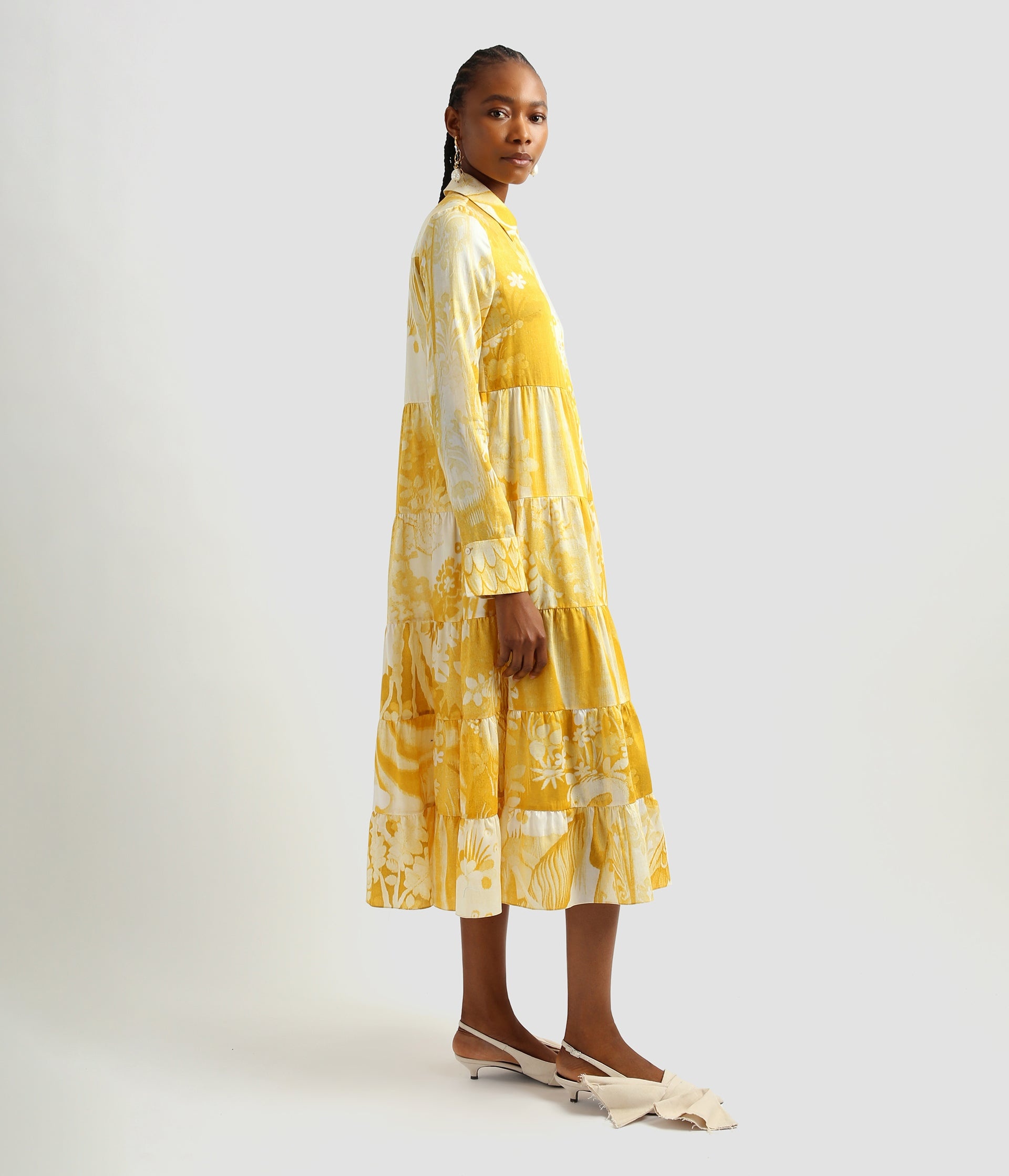 TIERED LONG SLEEVE SHIRT DRESS - 4
