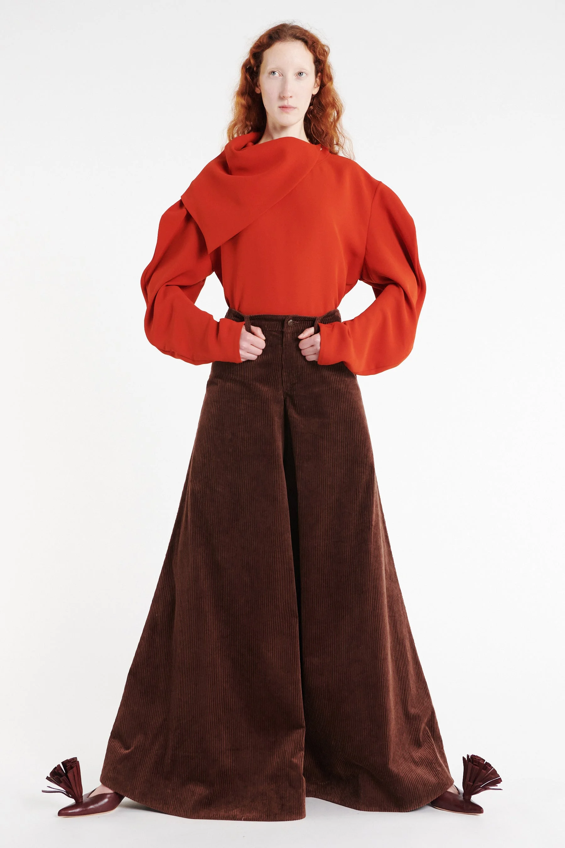 DRAPED COLLAR TOP TERRACOTTA - 1