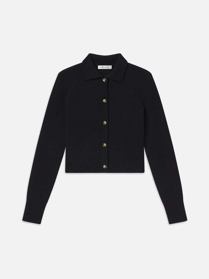 Shrunken Cashmere Cardi in Black 1