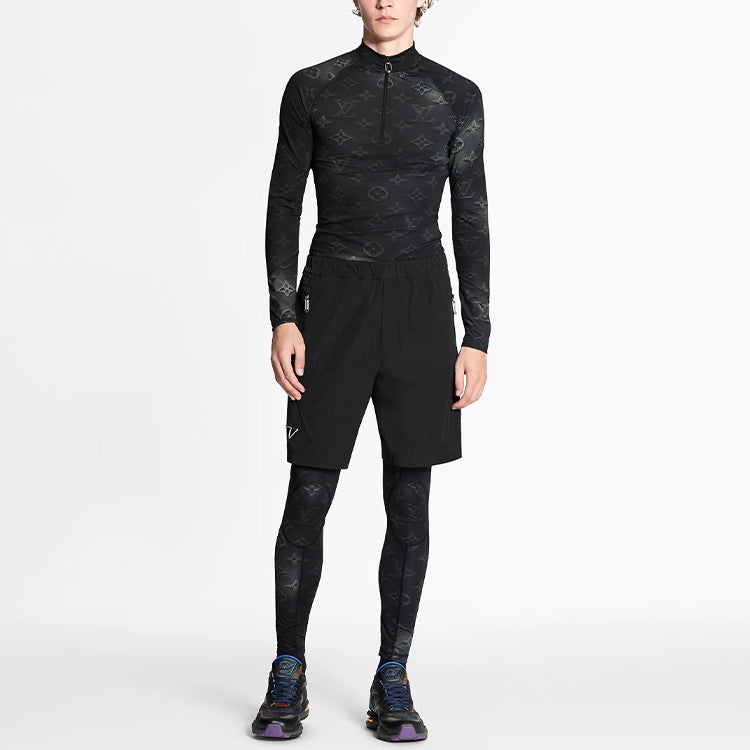 LOUIS VUITTON LV SS21 2054 Series Technical Print Half Zipper Long Sleeve For Men Black 1A8H7D - 2