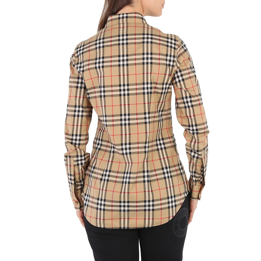 Burberry Ladies Vintage Check Stretch Cotton Button-down Collar Shirt - 3