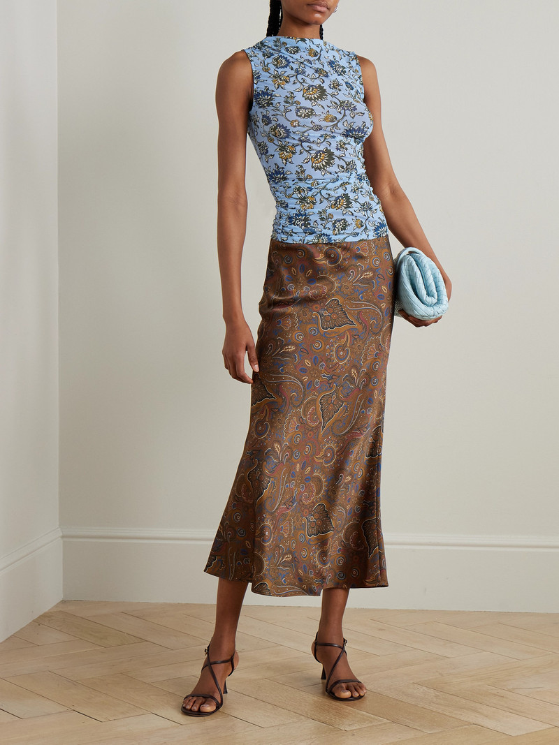 VERONICA BEARD Sylviani Ruched Floral-print Stretch-tulle Tank outlook