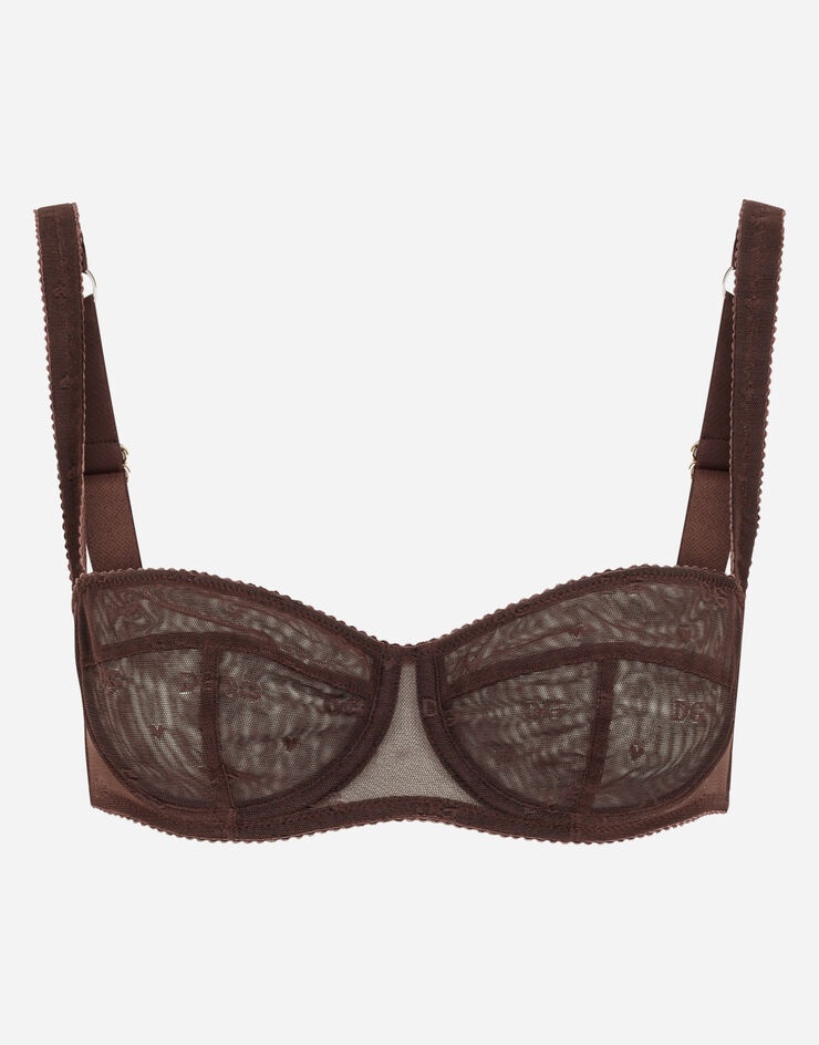 Jacquard tulle balconette bra - 1