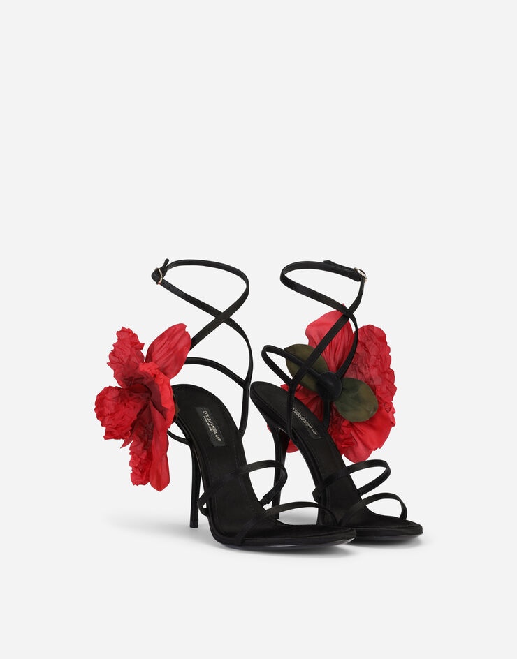 Satin sandals with silk flower - 2