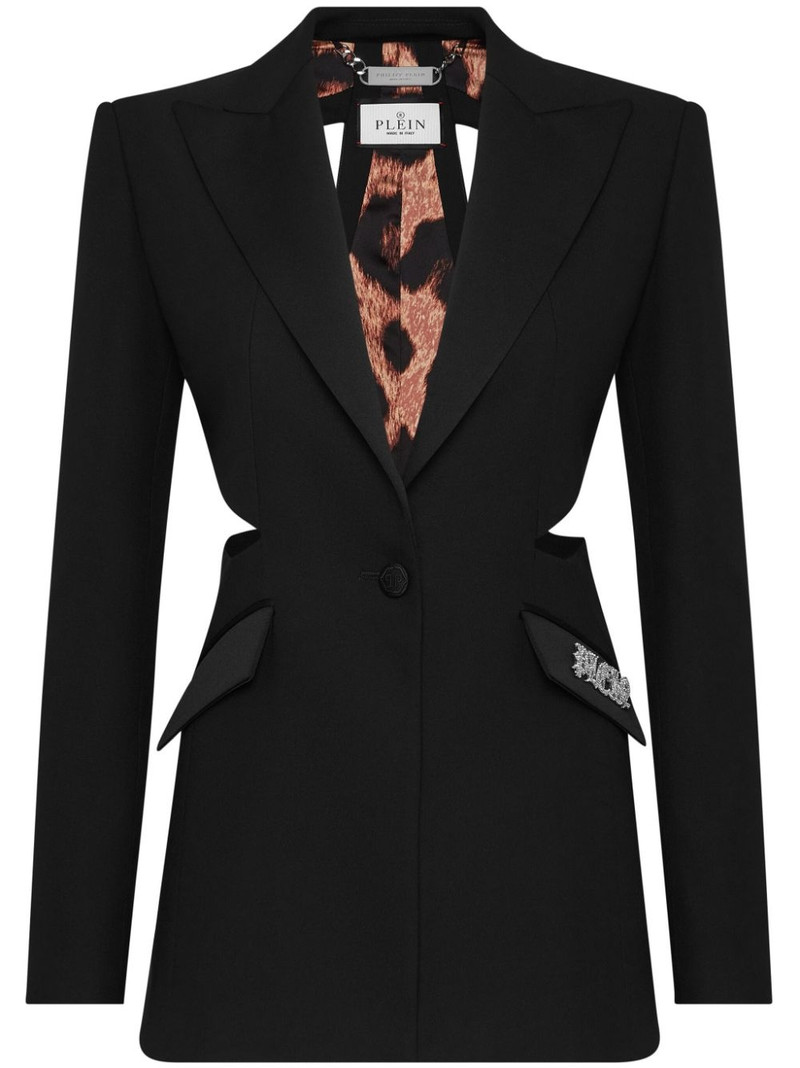 logo-plaque cut-out blazer 1