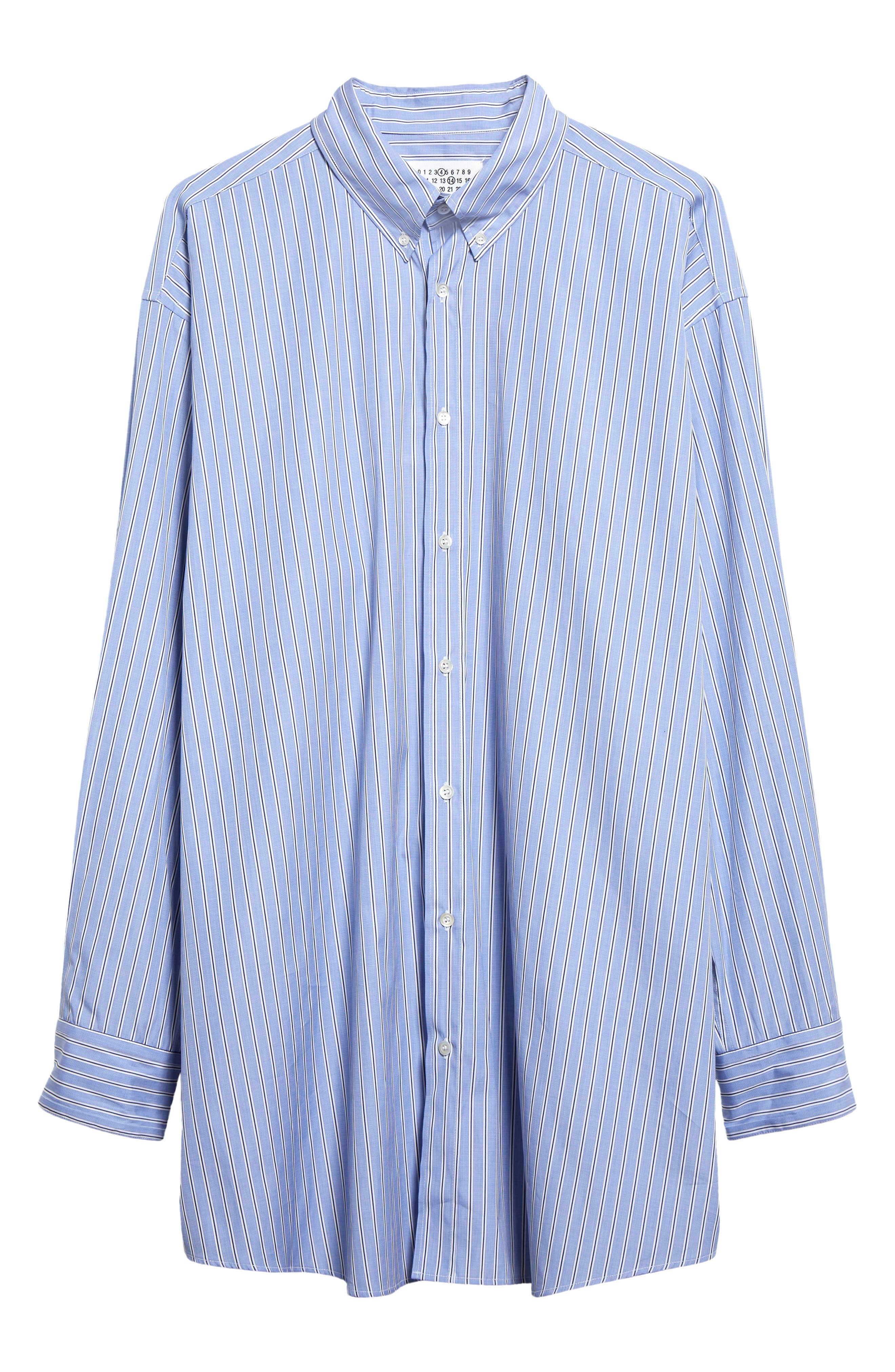 Stripe Oversize Organic Cotton Oxford Button-Down Shirt - 6