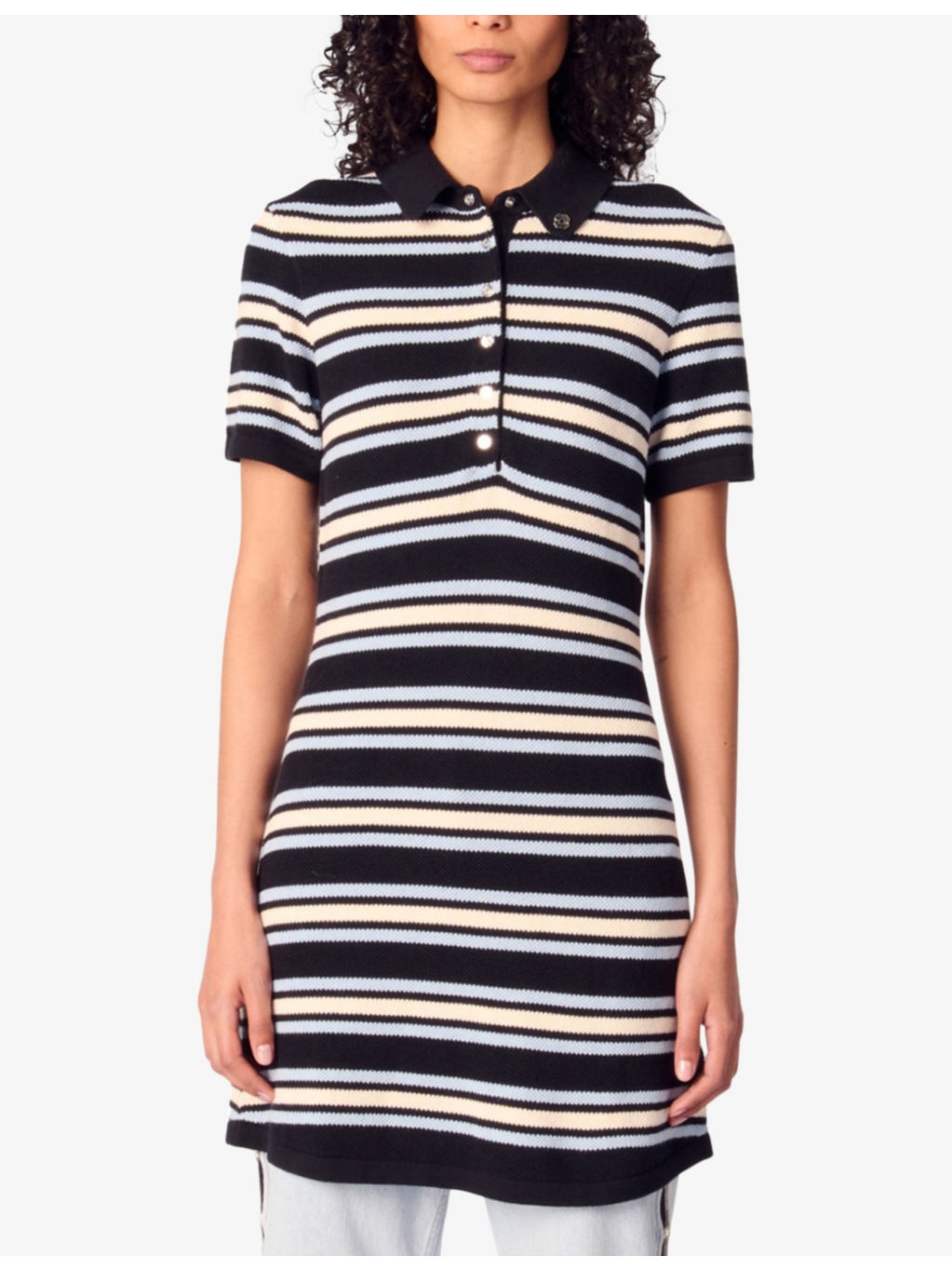 Stripe Short-Sleeve Cotton-Blend Knitted Mini Dress - 3