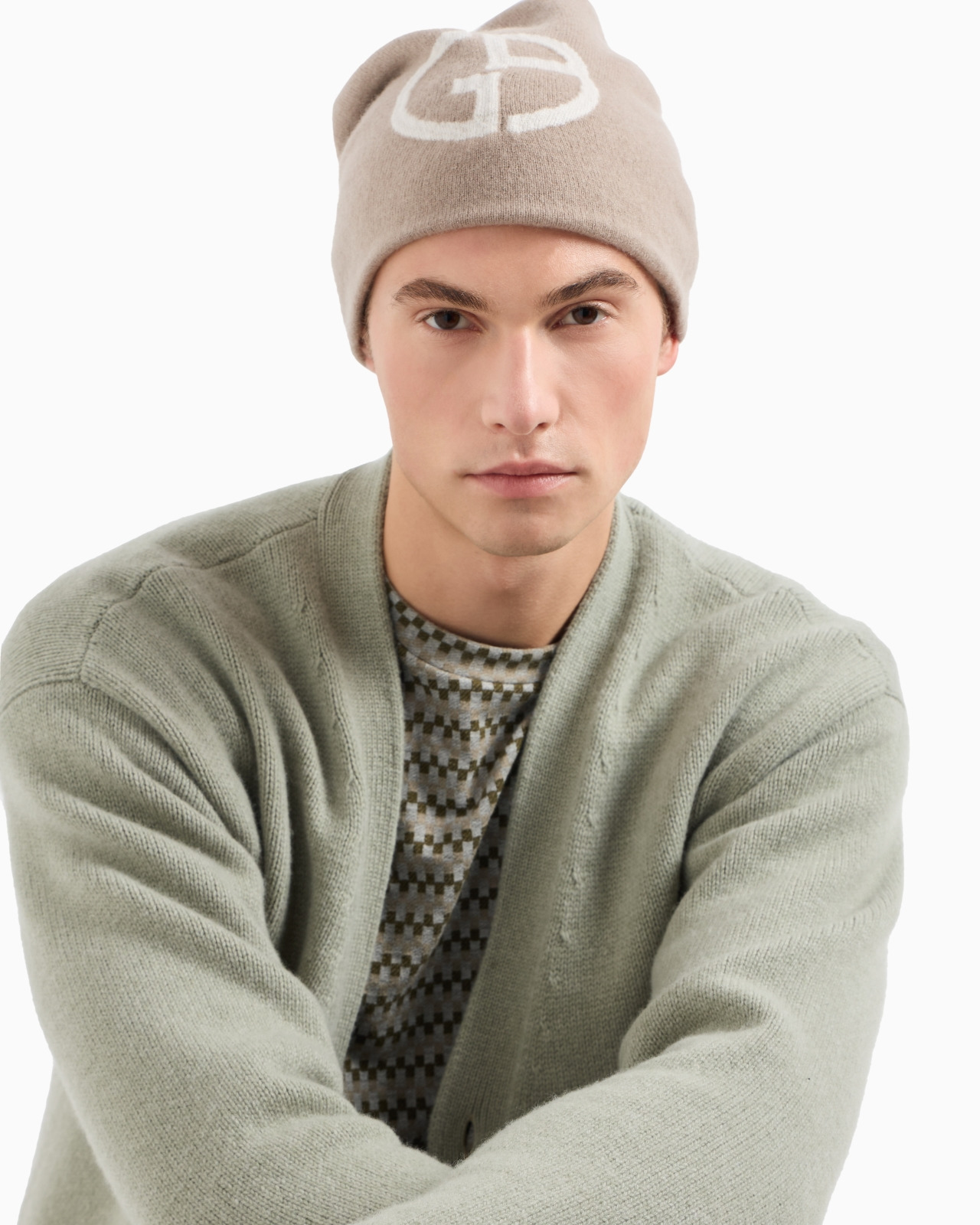 Cashmere jacquard logo beanie - 3