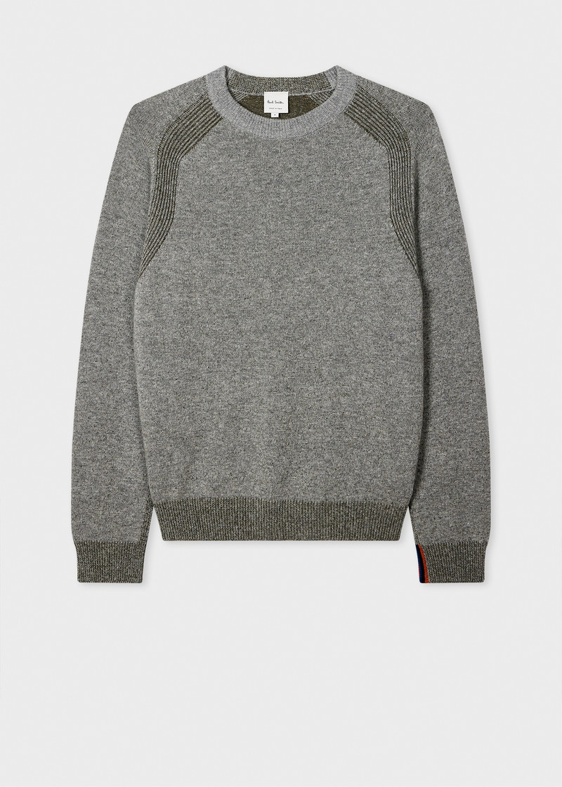 Grey Lambswool Crew Neck Sweater 1