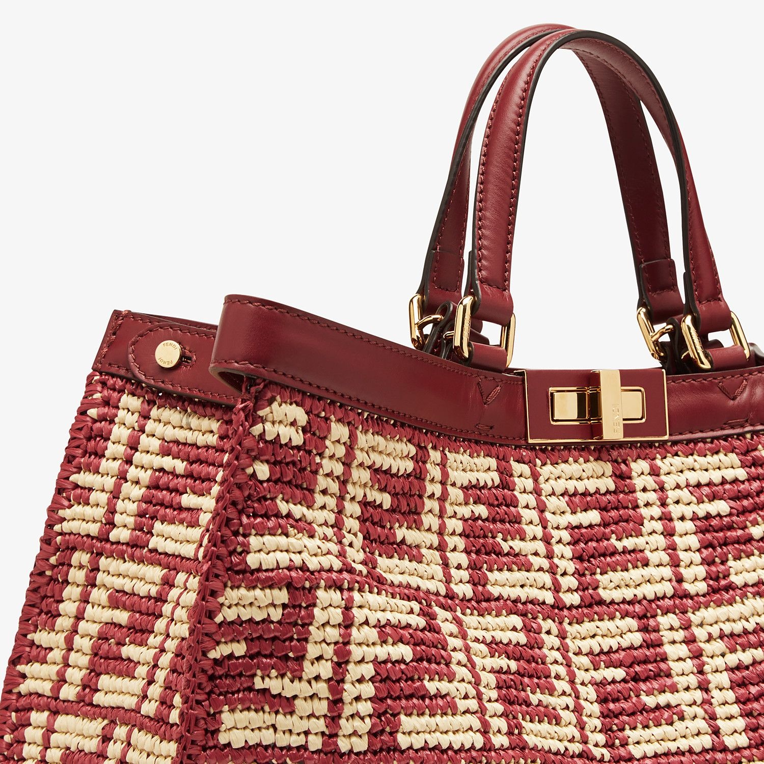 Burgundy FF raffia bag - 6