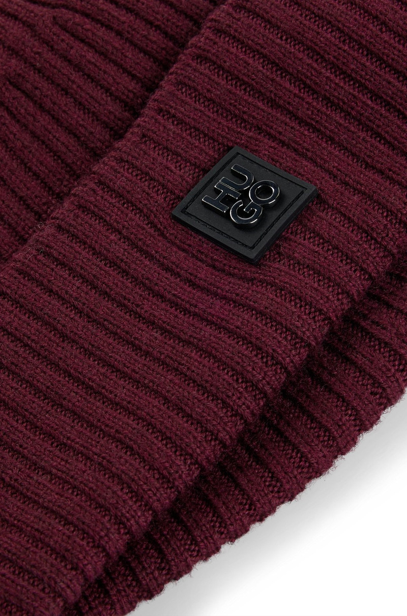 VIRGIN-WOOL BEANIE HAT WITH STACKED LOGO 5