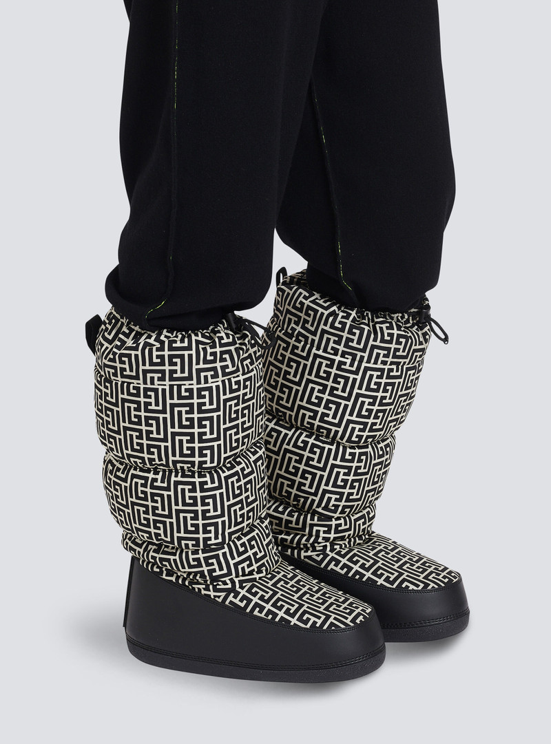 Balmain Capsule After ski - Quilted nylon après-ski boots with Balmain monogram pattern outlook
