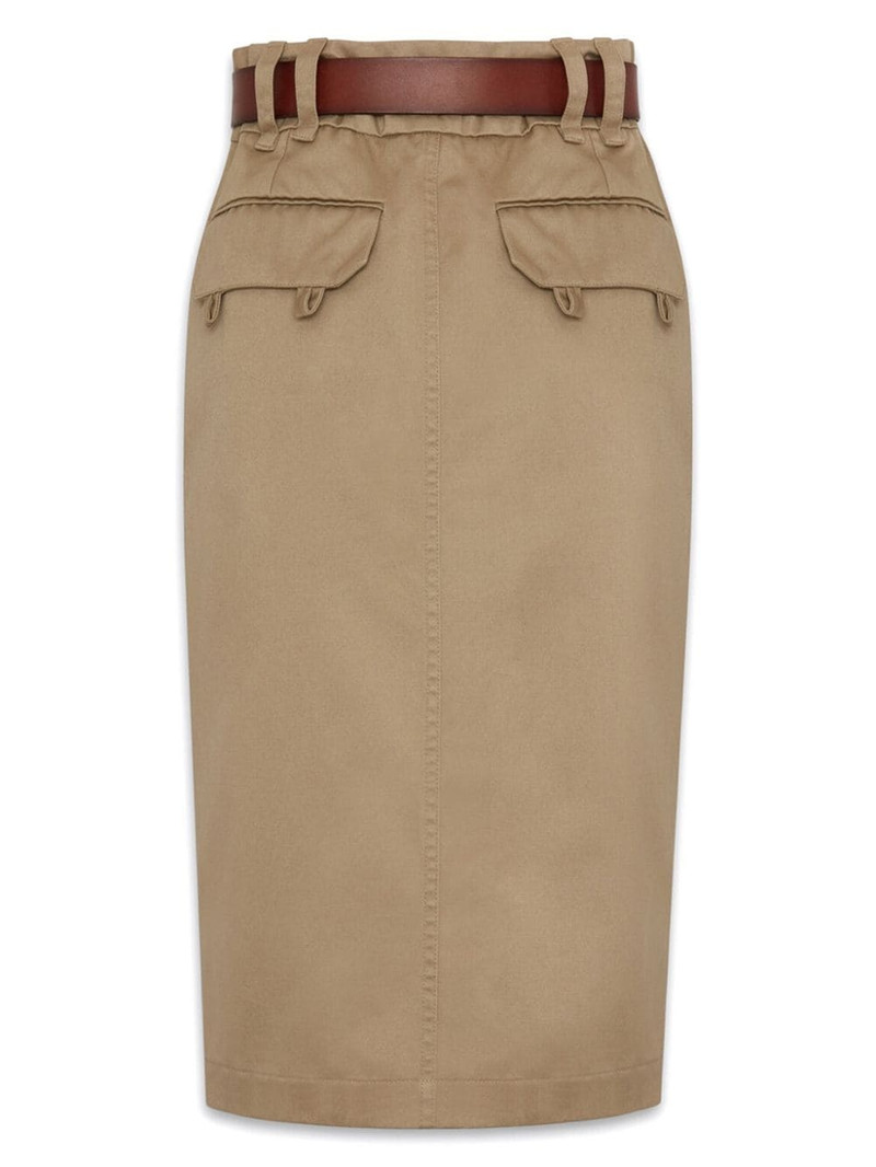 SAINT LAURENT belted gabardine pencil skirt outlook