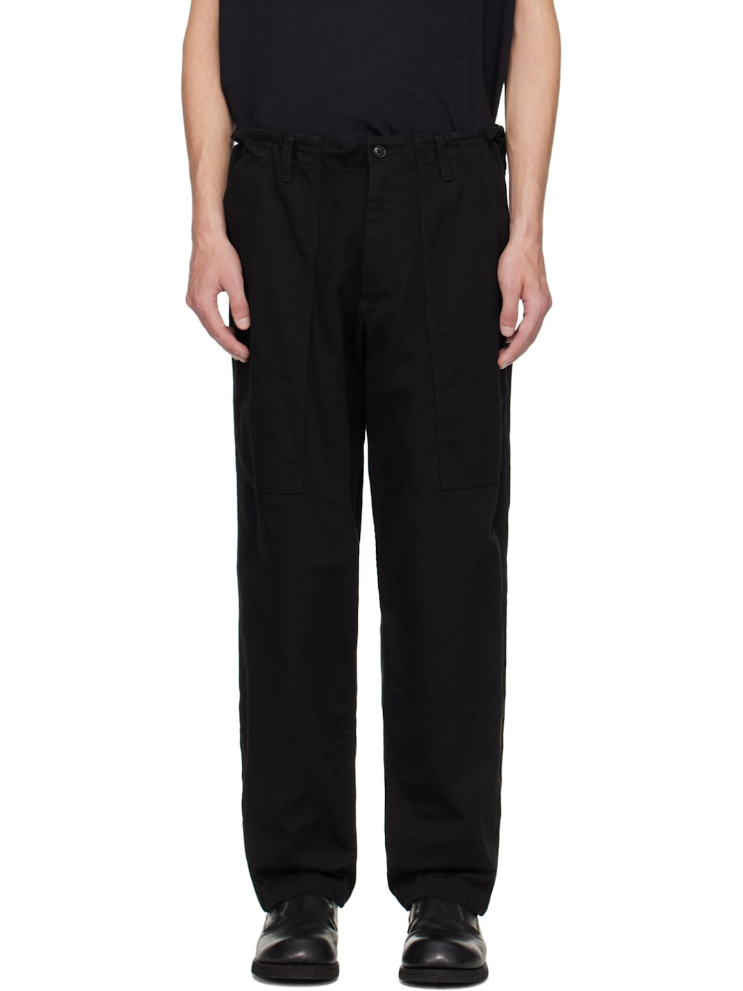 Black BS Katsuragi Hem Zip Painter Trousers - 1