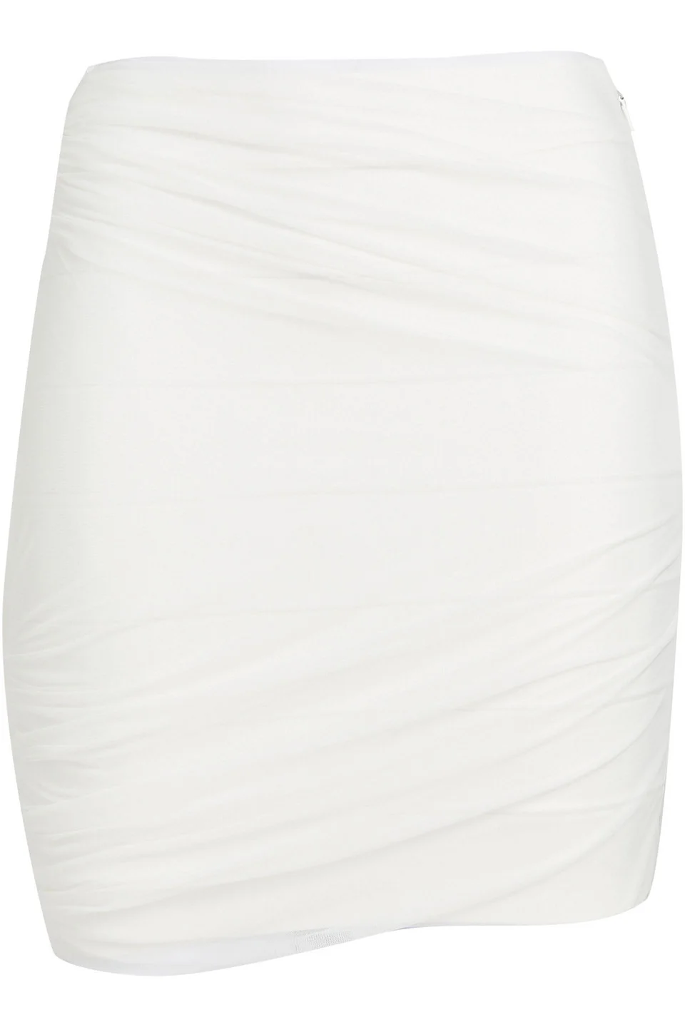 Stretch tulle-paneled ruched bandage mini skirt - 1